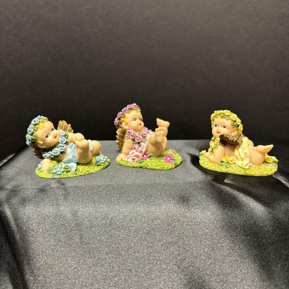 Vintage lot of 3 Resin Baby Cherub Angels Cute